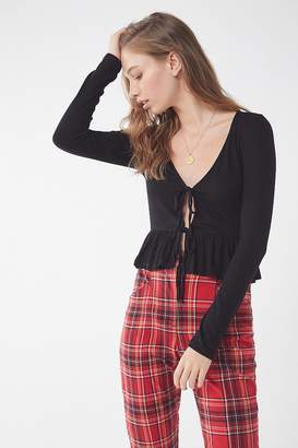 Urban Outfitters Tie-Front Peplum Top