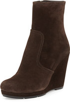 Thumbnail for your product : Prada Suede Side-Zip Wedge Bootie, Moro