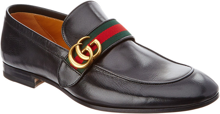 Gucci Leather Loafer With Gg Web 