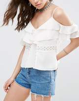 Thumbnail for your product : ASOS DESIGN Cold Shoulder Cami with Lace Trim