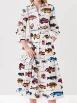 Thumbnail for your product : Oscar de la Renta Marine Postcard Cotton-Poplin Shirtdress