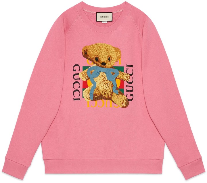 Gucci Oversize sweatshirt with logo and teddy bear