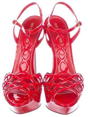 Sergio Rossi Patent Leather Ankle Strap Sandals