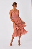 Thumbnail for your product : Little Mistress Ada Rose Gold Tiered Hem Midi Dress