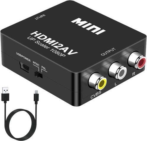 HDMI to RCA, DIGITNOW 1080P Mini HDMI to Analogue AV 3RCA CVBS Composite HD Video Audio Converter Adpter Supports PAL/NTSC with USB Charge Cable...
