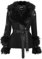 Alexander McQueen - Textured Leather-trimmed Shearling Biker Jacket - Black