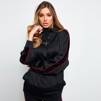 black hoodie red lining