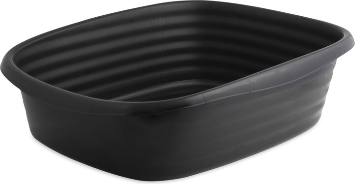 Arm & Hammer Simply Recycled Plastic Open Top Cat Litter Box, Large Cat Litter Pan, Black