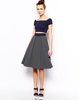 Thumbnail for your product : French Connection Suki Full Midi Skirt in Stripe