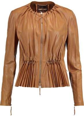 Roberto Cavalli Pleated Faux Leather Jacket