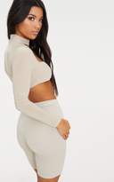 Thumbnail for your product : PrettyLittleThing Black Slinky Long Sleeve Choker Detail Crop Top