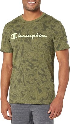 Champion Classic All Over Print Tee (Liquid Camo Cargo Olive) Men's Clothing