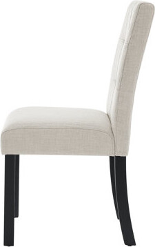 One Allium Way 4 Piece Modern Tufted Dining Chair Set, Rustic Linen Upholstered with Sturdy Black Rubber Wood Legs, Kitchen and Dining Room