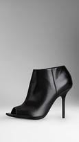 Thumbnail for your product : Burberry Peep-Toe Kidskin Ankle Boots