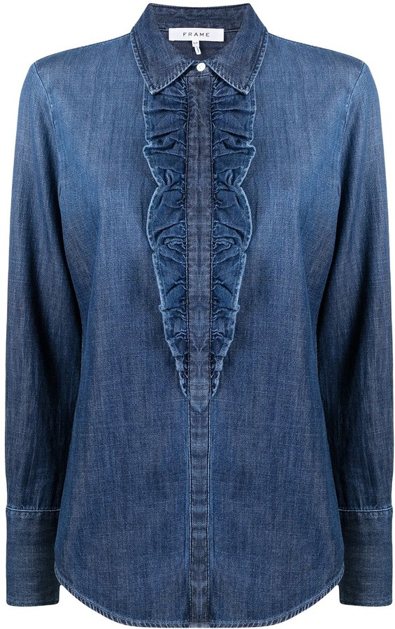 Frame Ruffled Front Shirt - ShopStyle Long Sleeve Tops