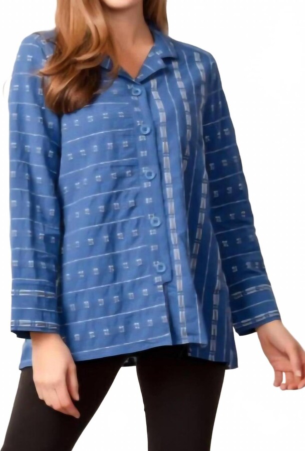 Habitat Lima Weave Button Front Tunic In Denim