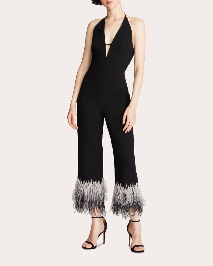 Halston Kaitlyn Feathered Jumpsuit ShopStyle