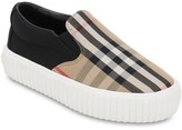 Thumbnail for your product : Burberry Check Cotton Canvas Slip-on Sneakers