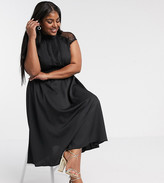 liquorish a line lace detail midi dress