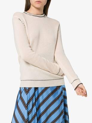Marni Cream cashmere jumper with contrasting stitches