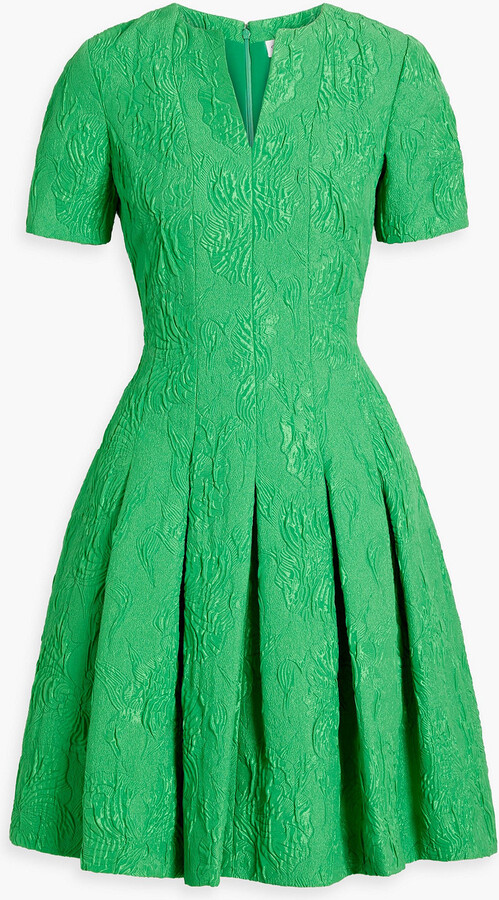 Pleated satin-cloqué mini dress