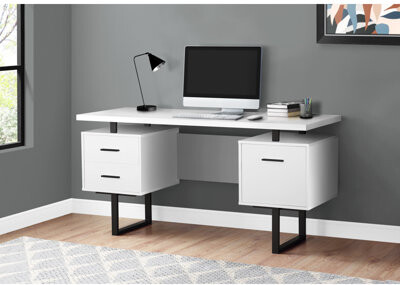 Ivy Bronx Computer Desk Home Office Laptop Left Right Set-Up Storage Drawers 60\