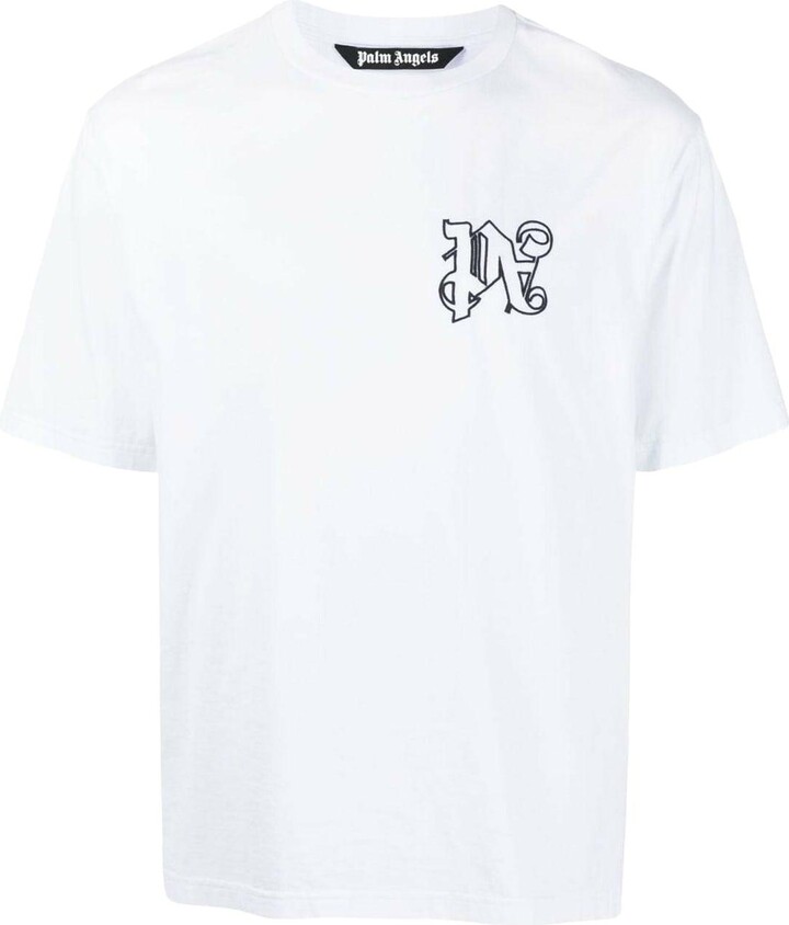 Palm Angels Monogram Regular Tee Cotton T-shirt In White