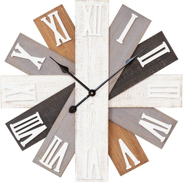 HOMETIME Multi Finish Wooden Plank Wall Clock 60cm ShopStyle