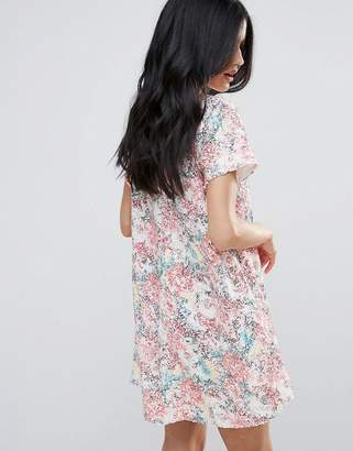 Endless Rose Short Sleeve Floral Shift Dress With Collared Detail