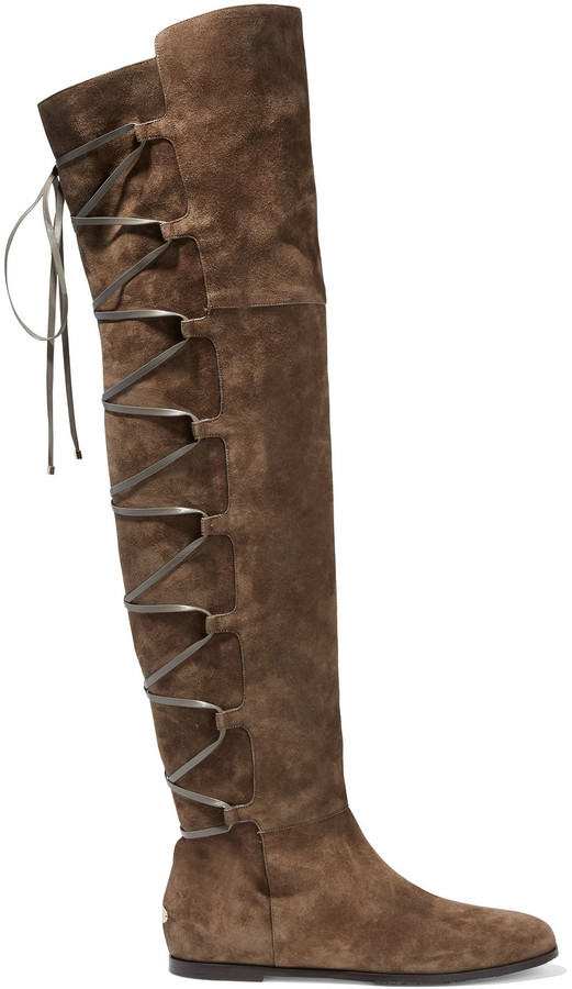 Jimmy Choo Mayfair 65 Lace-up Suede Over-the-knee Boots - ShopStyle