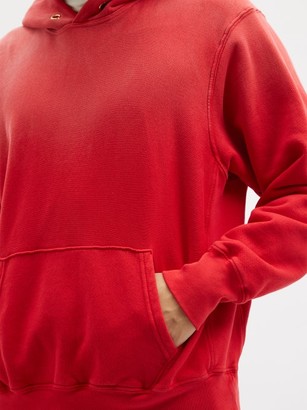 LES TIEN Ombré Brushed-back Cotton Hooded Sweatshirt - Red