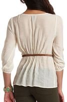 Thumbnail for your product : Charlotte Russe Crochet Button-Up Tunic Top