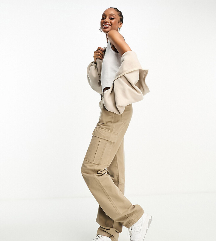 Stradivarius Tall straight leg cargo pants in stone ShopStyle