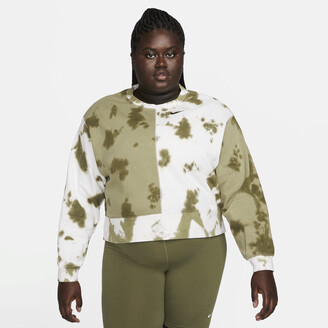 Nike Women's Sportswear Oversized Fleece Tie-Dye Crew Sweatshirt (Plus Size) in Grey