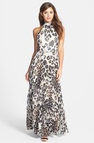 Thumbnail for your product : Eliza J Print Chiffon Halter Maxi Dress