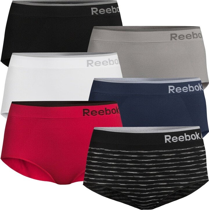 Reebok Women’s Underwear Seamless Briefs Panties, 6-Pack, Sizes XS- 3XL