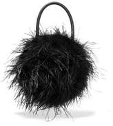 Thumbnail for your product : Loeffler Randall Zadie Feather-embellished Leather Tote - Black