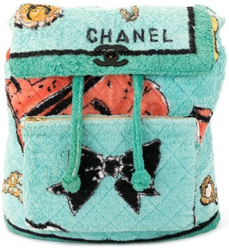 Chanel Pre Owned 1994 Diamond-Quilted Terry-Cloth Backpack
