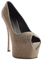 Thumbnail for your product : Giuseppe Zanotti grey and brown 'Liza 90' studded platform pumps