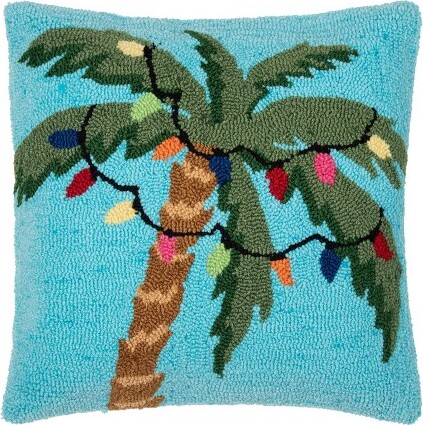 C&F Home C&FHomeChristmasPalmTreew/LightsHookedAccentThrowPillow,18\