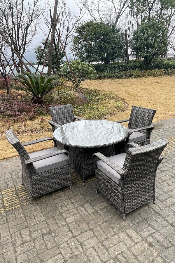 Fimous Rattan Dining Set Table And Chair Sets PE Wicker Patio Outdoor 4