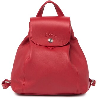 Longchamp Le Pliage Cuir Mini XS Leather Backpack ~NIP~ Red Lacquer
