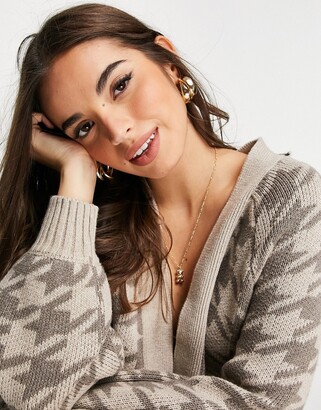 Abercrombie & Fitch cardigan in houndstooth print