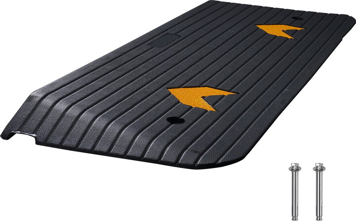KFFKFF Solid Rubber Ramp, 2" Height Increase Ramp for Doorway, Eco-Friendly Rubber Power Ramp with 33069 lbs Weight Limit, Anti-Slip Surface, Ideal for Wheelchair and Scooter