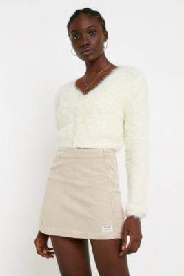 Urban Outfitters Fluffy Button-Through Cream Cardigan - White XS at