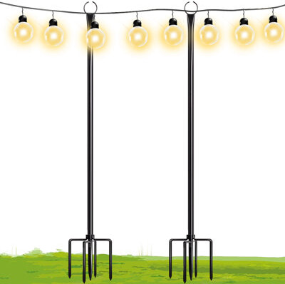 WaLensee 9.4FT String Light Poles with Hook Outdoor Metal Lighting Pole,  Garden Party - ShopStyle