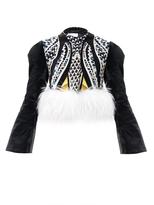 Thumbnail for your product : Peter Pilotto Ivy fur trim marble-print jacket