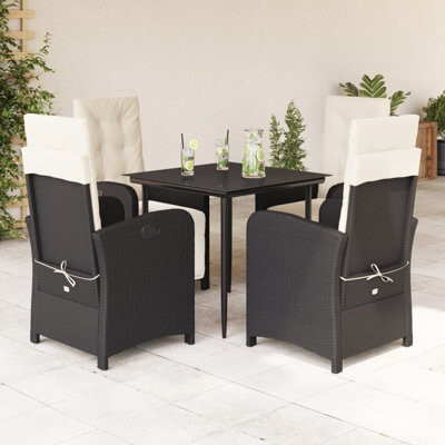 VidaXL 5 Piece Patio Dining Set With Cushions Poly Rattan