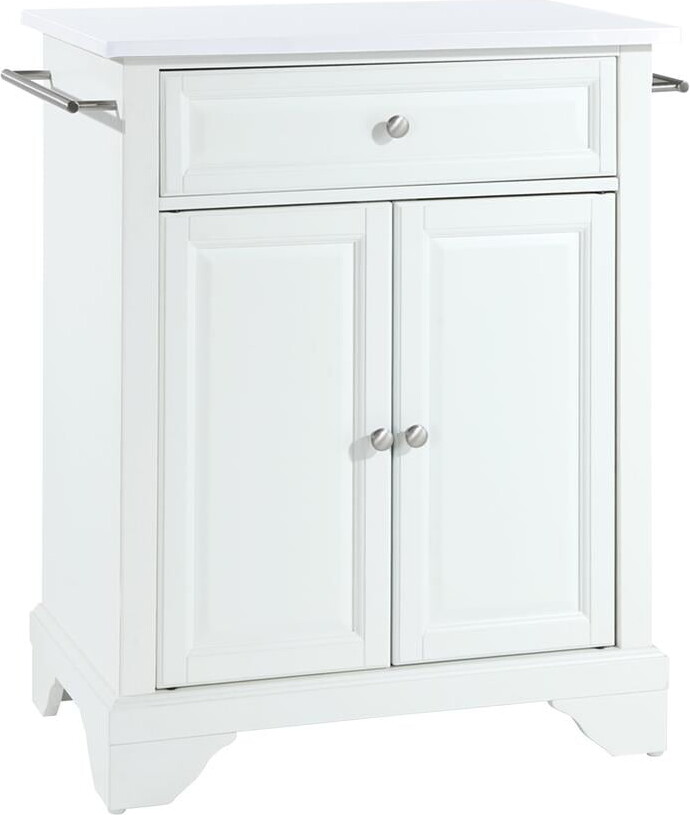 Crosley Furniture Lafayette Wood Granite Top Portable Kitchen Island in White