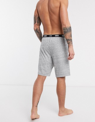 ASOS DESIGN lounge pyjama shorts in grey slub marl with branded waistband